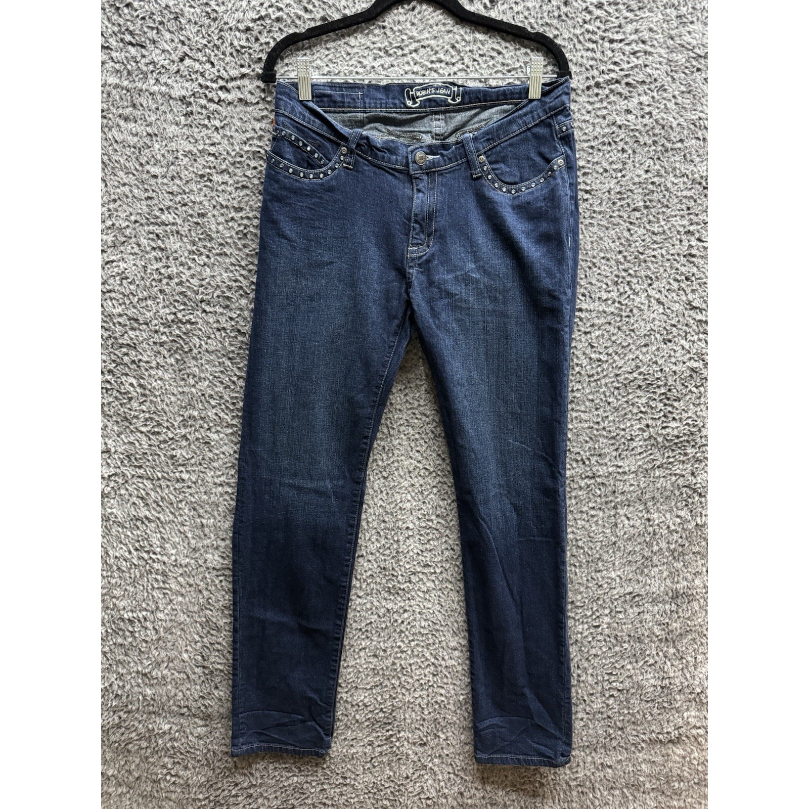 Robin's Jean Blak Garbot Women's Rhinestones Blue Wings Low Rise Size 33